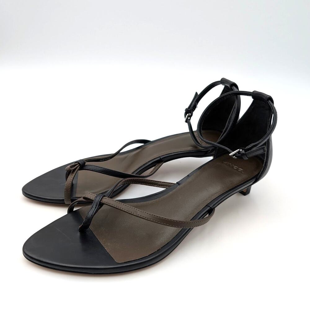 Vince Siri Ankle Strap Kitten Heel Sandal Women's Black Size US7.5M EU38